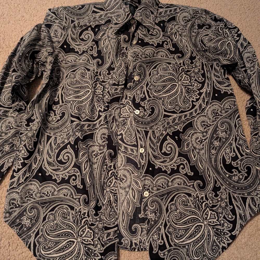 Ralph Lauren Black and White Paisley Shirt